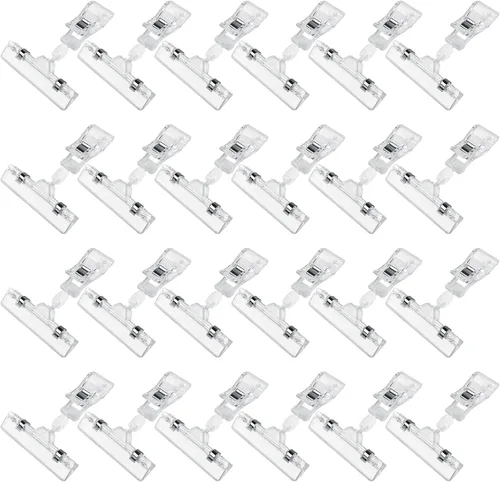 Vista 12 de Clips de etiqueta de precio giratorios de doble cara de plástico, paquete de 12 unidades para señales y exhibiciones de ropa