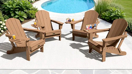 Vista 65 de SERWALL Silla Adirondack plegable para exteriores, silla de patio con portavasos - Ejército