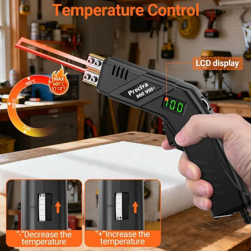Vista 2 de Preciva Cortador de espuma de cuchillo caliente con pantalla digital, kit de herramientas de corte de espuma eléctrica, base de cobre puro, 20