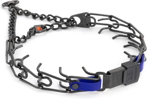 Vista 23 de Collar para Perro Herm Sprenger de Acero Inoxidable Negro con Hebilla de Liberación Rápida ClicLock y Inserción de Biothane Collar de Entrenamiento
