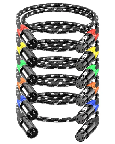 Vista 19 de Cable corto XLR, cable de micrófono de 1 pie, paquete de 2 unidades, toda la longitud de 6 pulgadas a 100 pies, cable de micrófono equilibrado