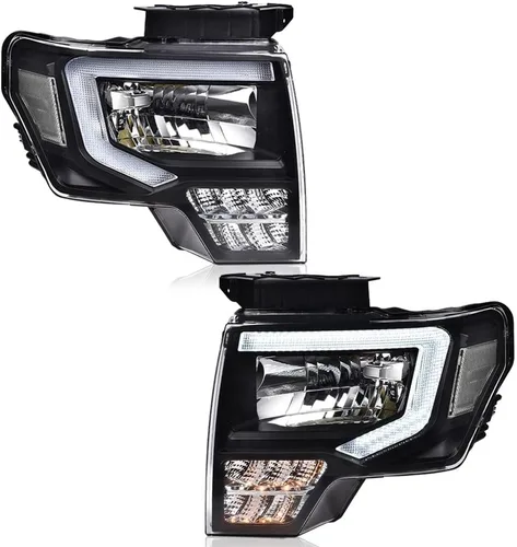 Vista 10 de PIT66 Conjunto de faros delanteros LED compatible con Ford F150 2009 2010 2011 2012 2013 2014, lente transparente para conductor y pasajero, carcasa