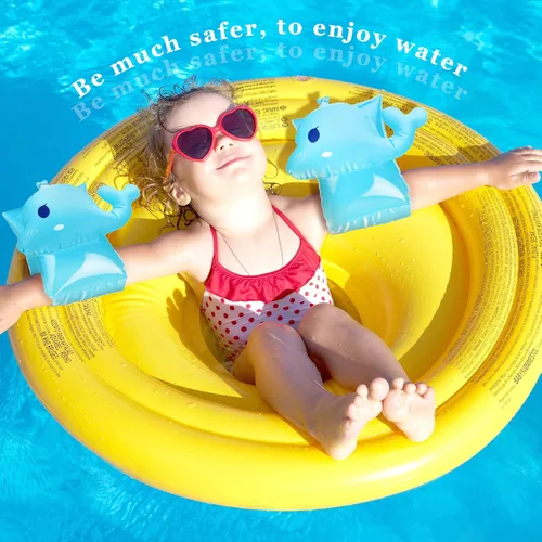 Vista 3 de Skylety 8 flotadores inflables de natación para niños, mangas flotantes, anillos flotantes para brazos de natación para niños y niñas