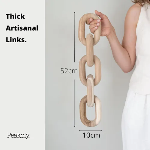 Vista 5 de PEAKOLY Artículos de decoración para estantes de libros, decoración de eslabones de cadena de madera de acacia, accesorios de mesa de café