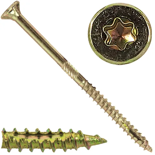 Vista 86 de 8 x 1 revestimiento exterior recubierto de bronce, tornillo de madera multiusos compatible con ACQ, cabeza plana Torx/Star Drive de 1 libra, 288