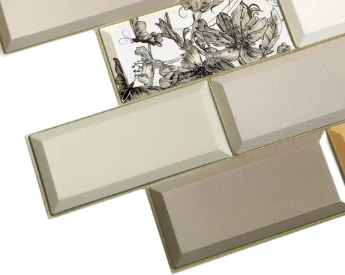 Vista 4 de Dundee Deco PG7041 - Flores de ladrillo sintético blanco, beige, verde, naranja, 3.2 x 1.6 pies, panel de pared 3D de PVC, decoración de paneles
