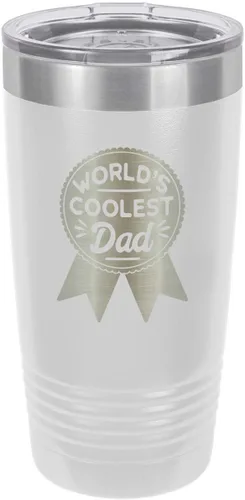 Vista 18 de WORLDS COOLEST DAD RIBBON BLACK Vaso de bebida de 20 oz con pajita Taza de viaje grabada con láser Comparar con Yeti Rambler Idea de regalo