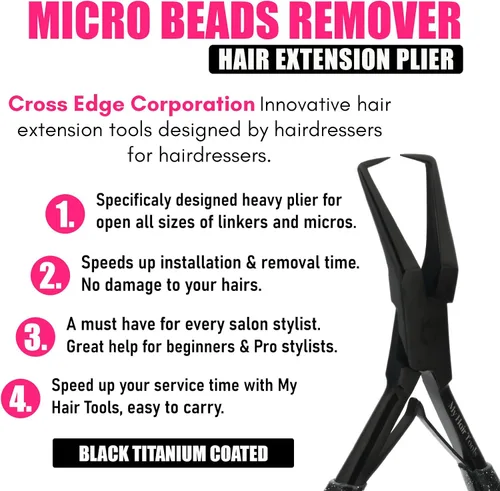 Vista 10 de Kit de Herramientas para Extensiones de Cabello Microlink Cuentas y Cinta Alicates Removedores de Extensiones de Cabello y Alicates para Engarzar