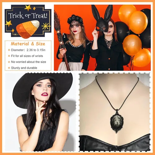 Vista 5 de Aonklot Collar de murciélago de Halloween para mujer, collar con colgante de murciélago gótico vintage, collar punk oscuro, accesorios de disfraz