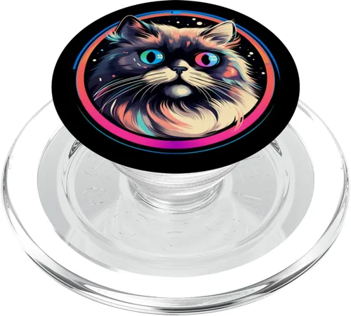 Vista 7 de Divertidos PopSockets de gato del Himalaya en el espacio, astronauta cósmico, gatito, PopGrip intercambiable