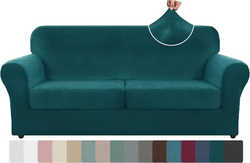 Vista 71 de ZNSAYOTX Fundas elásticas para silla de terciopelo de lujo con brazo, 2 piezas, para sala de estar, funda gruesa y suave, antideslizante, protector