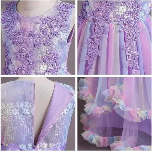 Vista 48 de Vestido de tul de unicornio arcoíris para niñas, vestido de princesa para cumpleaños, Halloween, Navidad, concurso de baile, fiesta de baile