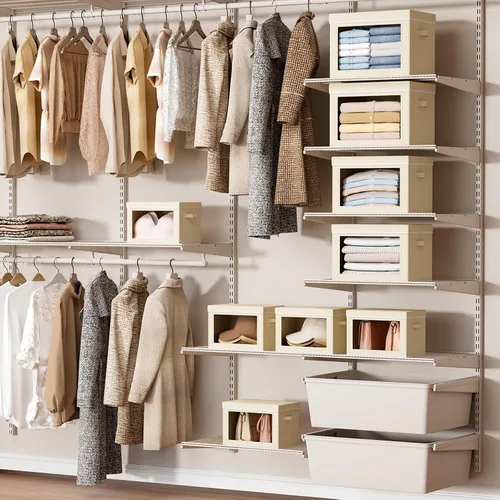 Vista 3 de Homsorout Contenedores de almacenamiento con tapas, organizadores pequeños de tela con ventana, contenedores de almacenamiento plegables para ropa