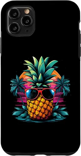 Vista 13 de iPhone 16 Vintage Pineapple With Sunglasses 70s 80s Vaporwave Hawaiian Case