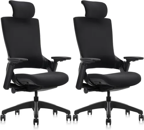 Vista 18 de CLATINA - Silla ejecutiva ergonómica giratoria, con reposabrazos 3D de altura ajustable y respaldo lumbar, tapizada, ideal para hacer trabajos
