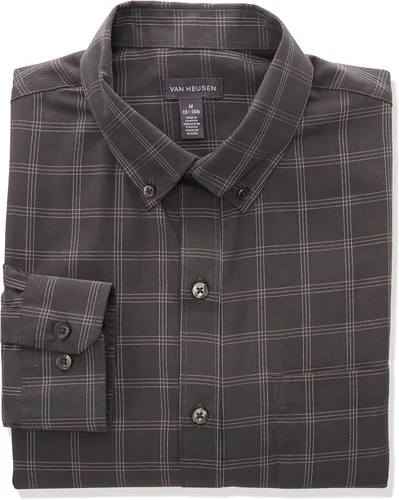 Vista 8 de Van Heusen Camisa de vestir para hombre, corte regular Oxford lisa, cuello con botones Verde oscuro
