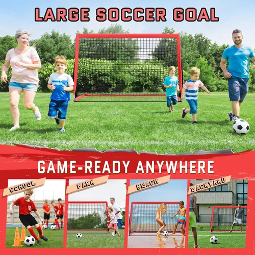 Vista 6 de KTRIO Portería de fútbol de 6 x 4 pies para patio trasero, red de fútbol portátil, grandes porterías de fútbol plegables con bolsa de transporte
