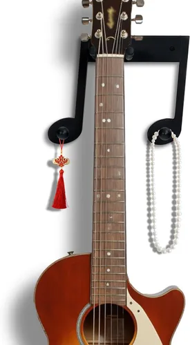 Vista 8 de Soporte de pared multifuncional con 3 ganchos para guitarra y notas