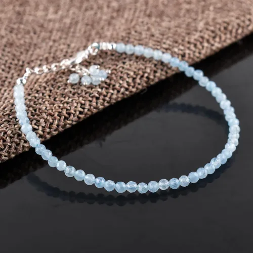 Vista 15 de Natural Gemstone Micro Round Beads Dainty Choker Bangle Bracelet, Handmade Jewelry for Women, Healing Chakra Crystals Silver Plated Chain 8 inch