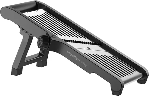Vista 10 de Rebanador de mandolina V-Pro 5 Blade de Müeller, ajustable, colores blanco y gris
