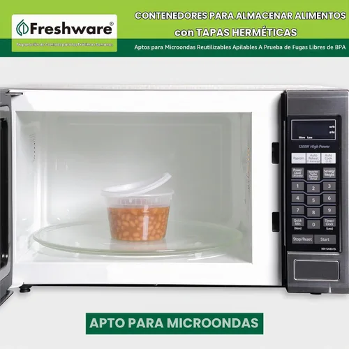 Vista 5 de Freshware [60 unidades] 8, 16, 32 onzas, 20 juegos de contenedores de almacenamiento de alimentos de cada tamaño con tapas, recipientes de plástico