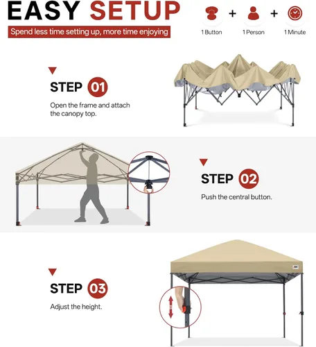 Vista 6 de ABCCANOPY Toldo desplegable – Tienda de campaña portátil para patio al aire libre resistente para patio trasero y terraza con 4 bolsas de arena Beige