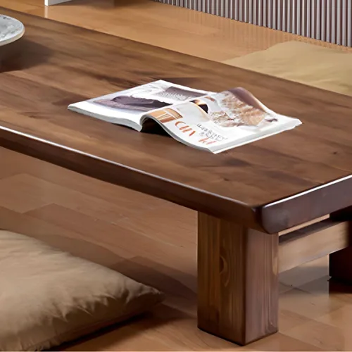 Vista 5 de Mesa de centro contemporánea de madera maciza de 4 patas, mesa de centro de estilo japonés Tatami, mesa baja de madera de pino zen, mesa de té