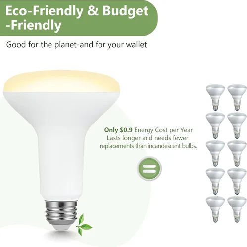 Vista 6 de Sigalux BR30 - Bombillas LED para interiores para latas empotradas, 7.5 W (reemplazo de 65 W), 650 lm, blanco suave 2700 K, atenuación suave, CRI