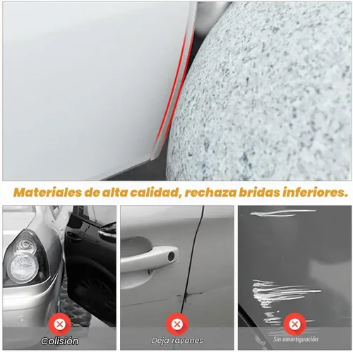 Vista 3 de Protección de borde de puerta de automóvil, 16 pies de forma de U transparente sin pegamento, protector de borde de puerta de automóvil, tiras