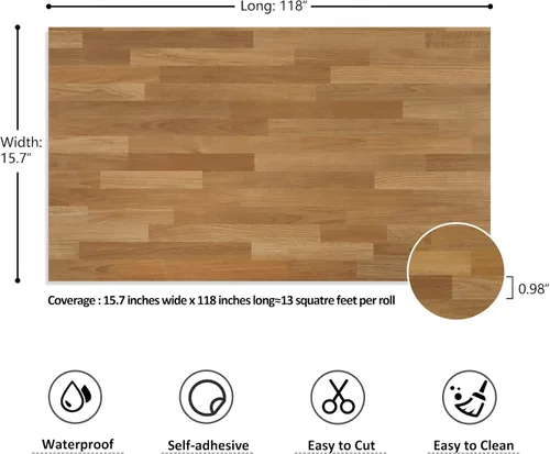 Vista 8 de VEELIKE Papel de contacto de bloque de carnicero de 15.7 x 118 pulgadas para encimeras, papel de contacto de madera autoadhesivo, impermeable, papel