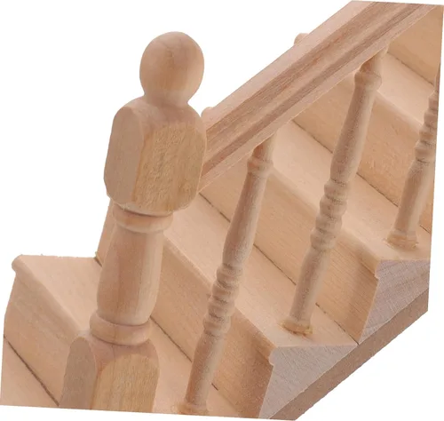Vista 2 de Escala 1:12 Pasamanos miniatura de escalera para casa de muñecas Accesorio de decoración interior de madera