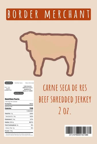 Vista 2 de Machacado Carne Seca De Res Machaca de Carne Rallada Jerky 2 oz