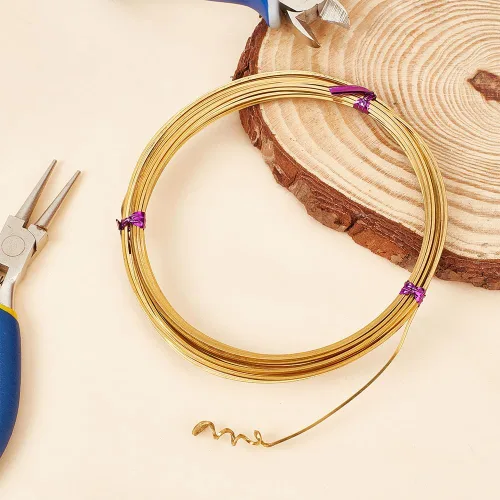 Vista 5 de BENECREAT Alambre cuadrado de latón de calibre 18 de 19.7 pies para hacer joyas, alambre de metal suave para manualidades para collar y pulsera
