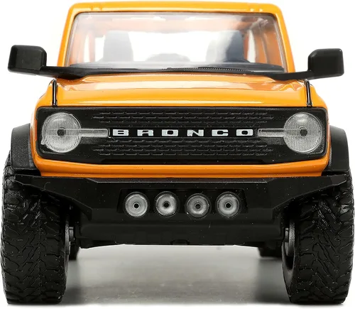 Vista 6 de Jada Toys Just Trucks 1:24 2021 Ford Bronco - Coche fundido a presión naranja con estante para neumáticos, juguetes para niños y adultos