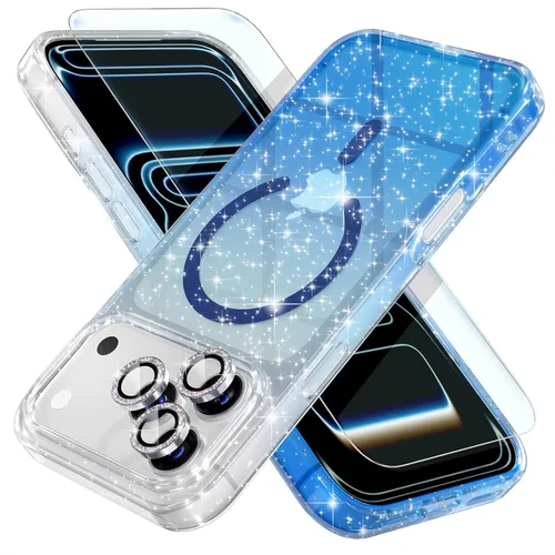 Vista 21 de Choiche Funda para iPhone 15 Pro Max compatible con MagSafe, color negro Purpurina negra