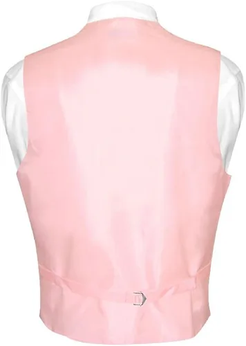 Vista 2 de Conjunto de chaleco de vestir y corbata de cuello de color rosa sólido para traje o esmoquin, Rosado