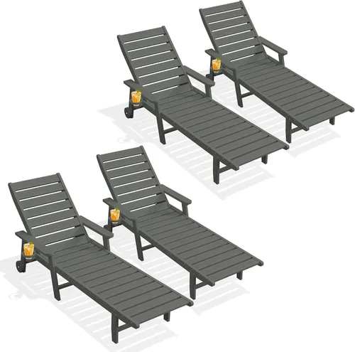 Vista 17 de PLUUV Tumbona de piscina al aire libre con soporte para tazas, azul Aruba Azul (Aruba Blue)