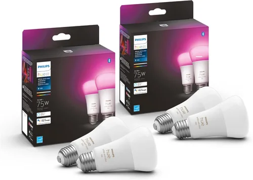 Vista 11 de Philips Hue Bombillas LED inteligentes A19 – Bombillas de 75 W sin parpadeo – Control con Hue App – Compatible con Alexa, Google Assistant y Apple