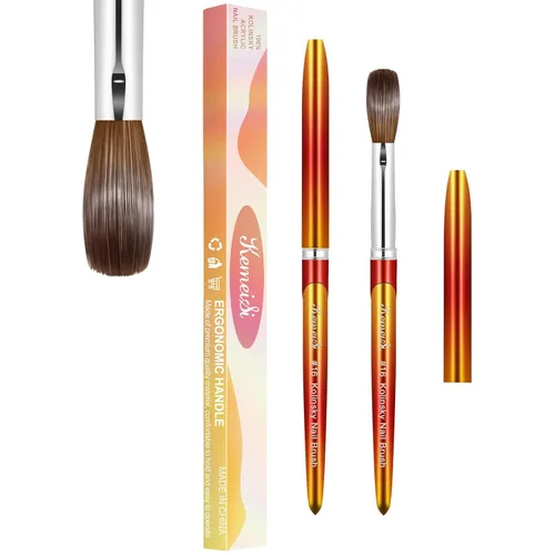 Vista 28 de Pincel para uñas acrílicas tamaño 16, pinceles de arte de uñas 100% puro Kolinsky de KEMEISI con mango resistente, forma ovalada, herramientas