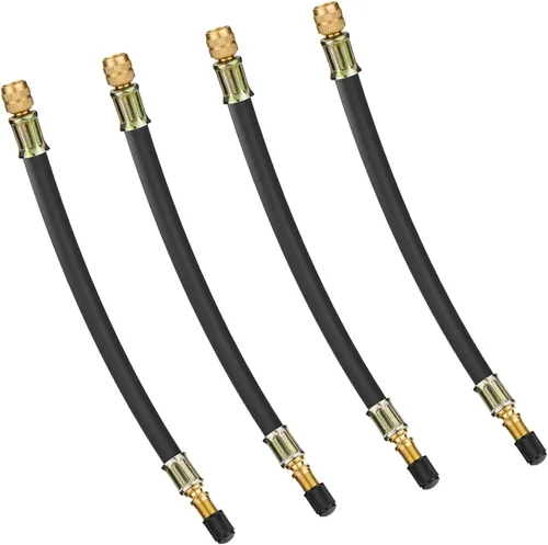Vista 9 de Paquete de 5 extensiones de válvula de neumático, 2 piezas de extensores flexibles de vástago de válvula de 8.25 pulgadas con adaptador de extensión