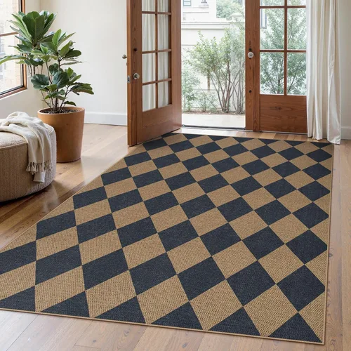 Vista 33 de Lahome Alfombra de yute a cuadros fácil 2'x3', alfombra pequeña para entrada, antideslizante, alfombra para la puerta delantera de la cocina