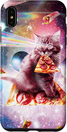 Vista 7 de iPhone 12 mini gato de pizza del espacio exterior - Rainbow Laser, Taco, funda burrito