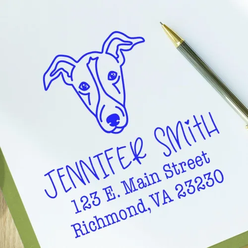 Vista 76 de Sello de dirección personalizado Basset Hound – Sello personalizable con nombre y dirección para sobres, ideal para amantes de los perros