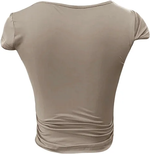 Vista 4 de Womens Sexy Crewneck Crop Top Short Sleeve Slim Fitted Going Out T Shirt Lace Comfort Casual Basic Shirt Blouse