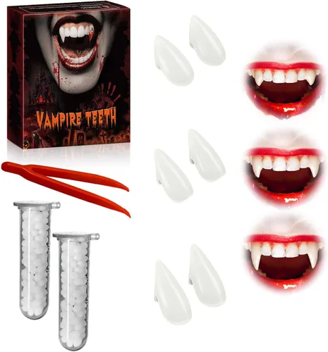 Vista 8 de Colmillos de dientes de vampiro, colmillos de vampiro para niños
