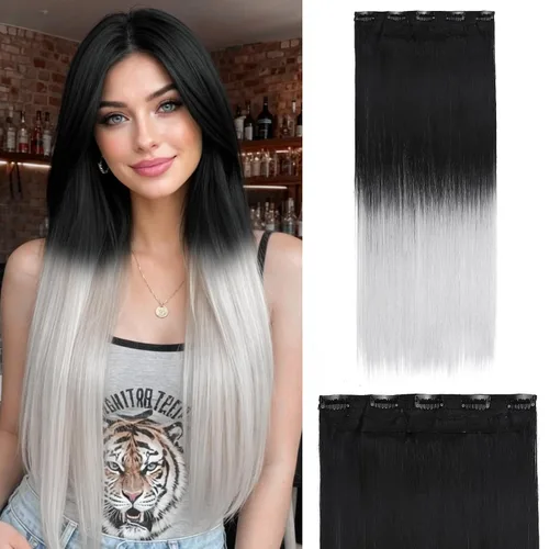 Vista 35 de S-noilite Extensiones de cabello de una pieza con clip, color rubio balayage de 18 pulgadas, en forma de U, extensiones de cabello de trama de una