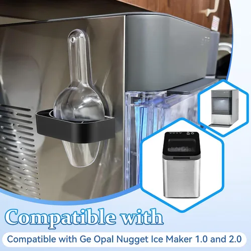 Vista 2 de Cuchara de hielo con soporte magnético compatible con máquinas de hielo GE Opal 2.0, cuchara de aleación de acero inoxidable de bajo carbono de 9