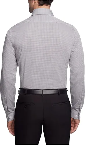 Vista 2 de Calvin Klein Camisa de vestir para hombre, ajuste delgado, sin planchado, guinga