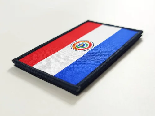 Vista 2 de Overdecor Parches militares tácticos de la bandera paraguaya de Paraguay, cierre de velcro, paquete de 2