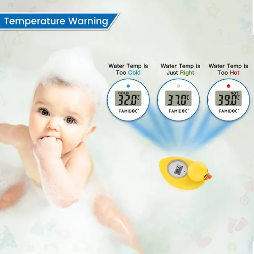Vista 2 de Termómetro de baño para bebés Famidoc FDTH-V0-22 Prueba de temperatura del agua flotante en el agua y la habitación, termómetros digitales